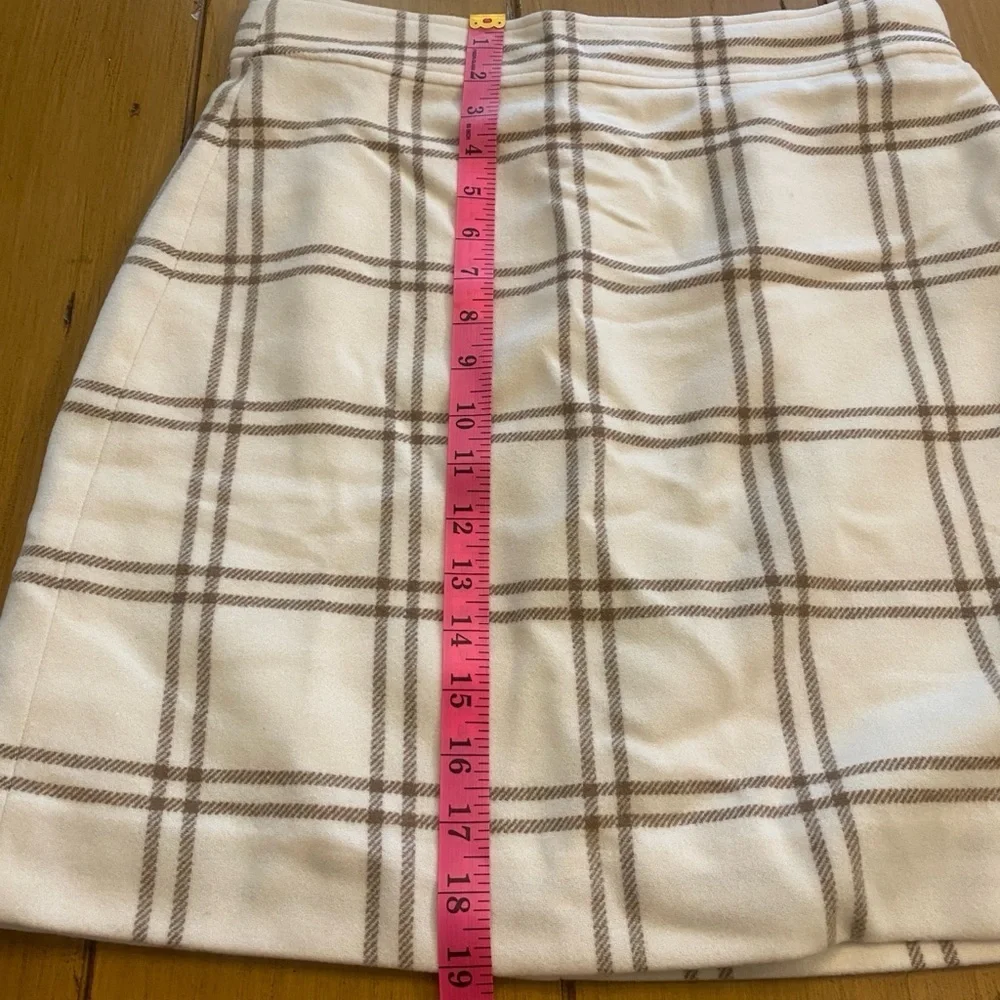J.Crew Women’s Plaid Lined Skirt Cream Tan Zip On New Size 6